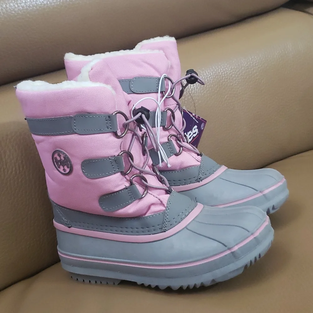 Totes Kids- very warm boots in gray/pink